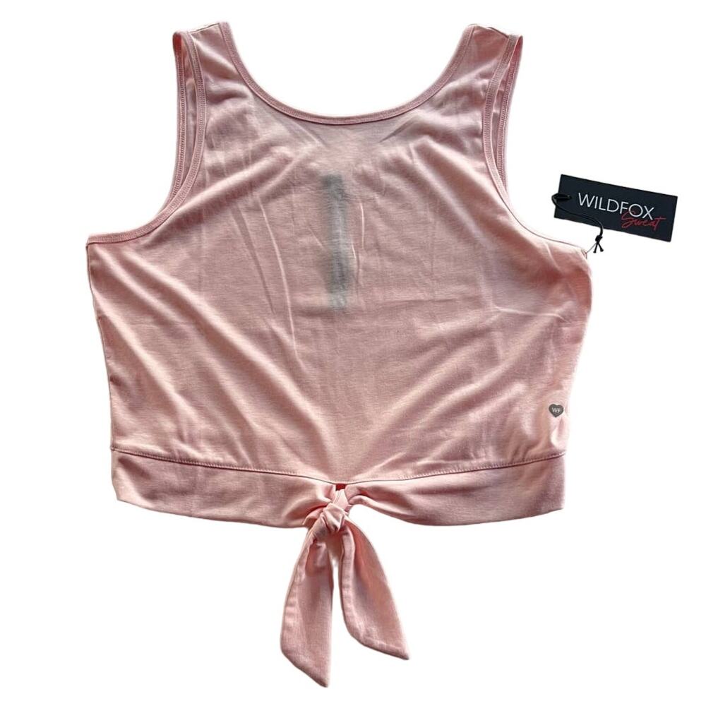 NEW Wildfox Sweat Tie Front Pink Blush‎ Cropped Tank Women's Size XL